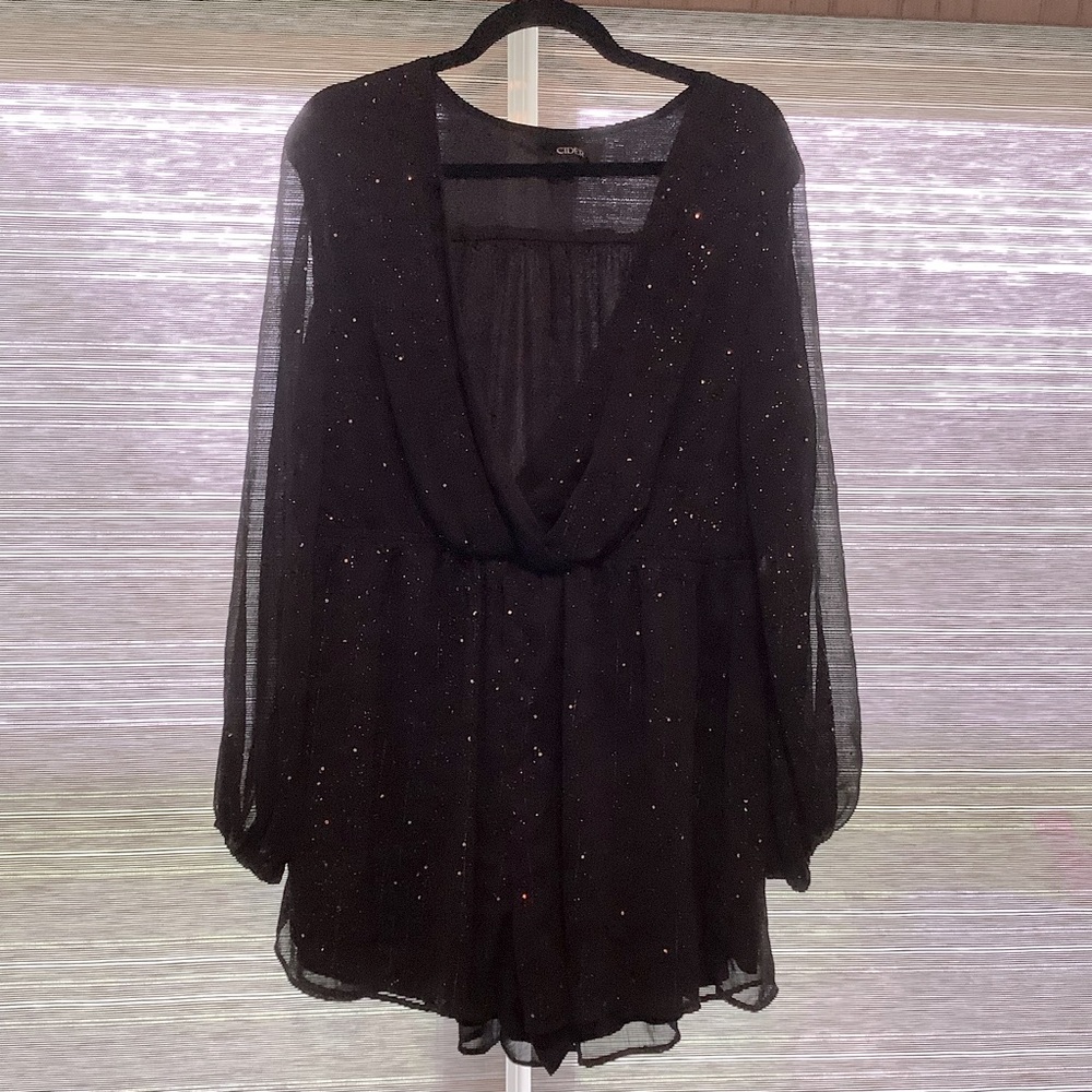 Cider Black Sparkle Jumpsuit